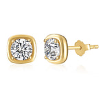 925 Sterling Silver Round CZ Cushion Frame Stud Earrings 40200780