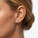 925 Sterling Silver Round CZ Cushion Frame Stud Earrings 40200780