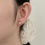 925 Sterling Silver Round CZ Cushion Frame Stud Earrings 40200780