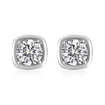 925 Sterling Silver Round CZ Cushion Frame Stud Earrings 40200780