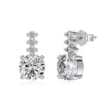 925 Sterling Silver Round CZ Linear Drop Stud Earrings 40200781