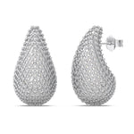 925 Sterling Silver Chunky Pave CZ Teardrop Stud Earrings 40200784