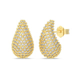 925 Sterling Silver Chunky Pave CZ Teardrop Stud Earrings 40200784