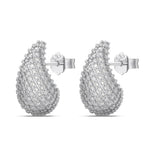 925 Sterling Silver Chunky Pave CZ Teardrop Stud Earrings 40200784