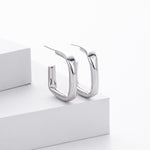925 Sterling Silver Rectangular Hollow C-Shape Hoop Earrings 40400134