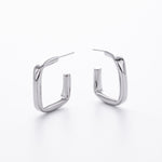 925 Sterling Silver Rectangular Hollow C-Shape Hoop Earrings 40400134