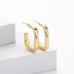 925 Sterling Silver Rectangular Hollow C-Shape Hoop Earrings 40400134