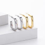925 Sterling Silver Rectangular Hollow C-Shape Hoop Earrings 40400134
