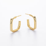 925 Sterling Silver Rectangular Hollow C-Shape Hoop Earrings 40400134