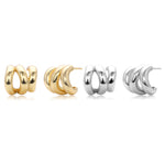 925 Sterling Silver Triple Row C-Shape Hoop Stud Earrings 40400136