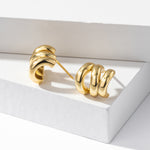 925 Sterling Silver Triple Row C-Shape Hoop Stud Earrings 40400136