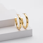 925 Sterling Silver High-Polish C-Shape Open Hoop Earrings 40400137