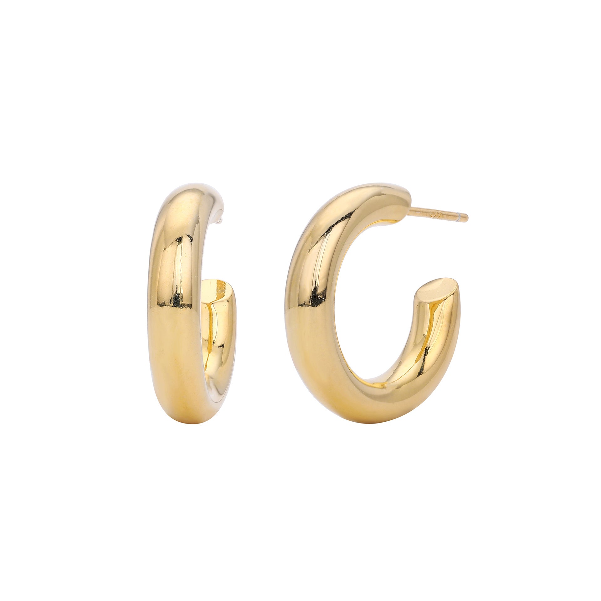925 Sterling Silver High-Polish C-Shape Open Hoop Earrings 40400137