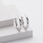 925 Sterling Silver High-Polish C-Shape Open Hoop Earrings 40400137