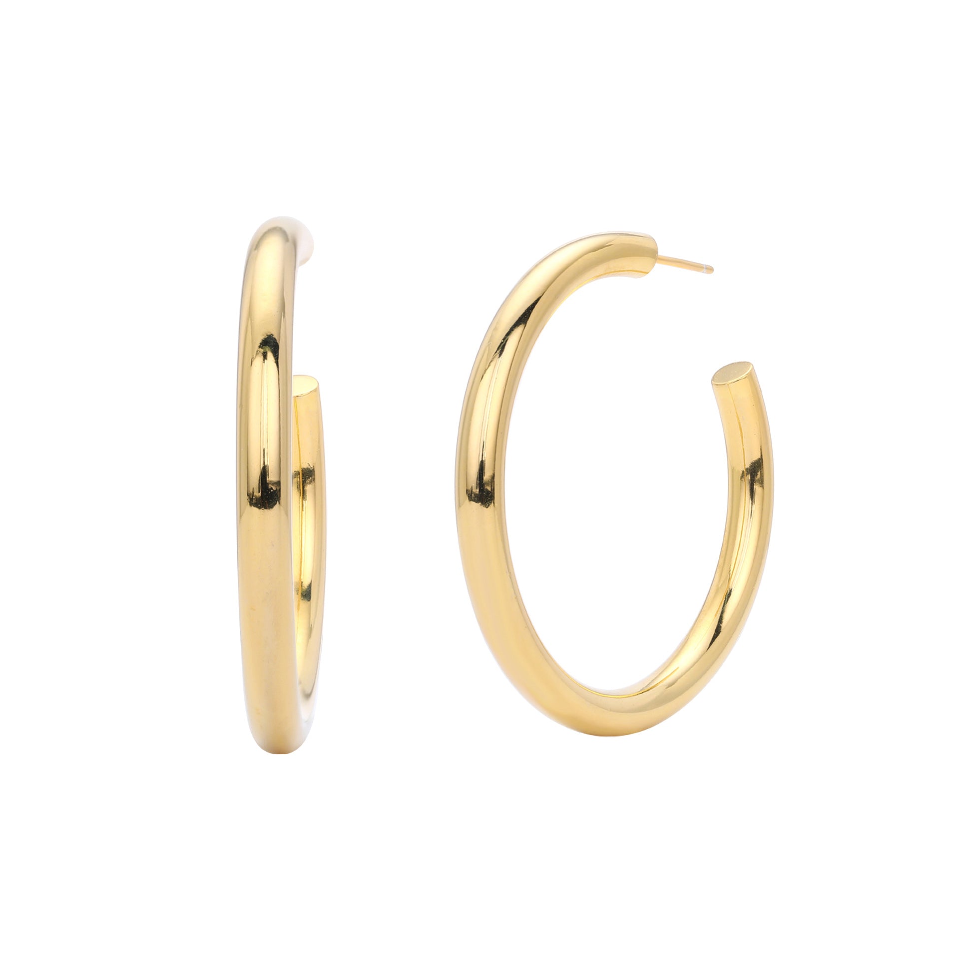 925 Sterling Silver High-Polish C-Shape Open Hoop Earrings 40400137