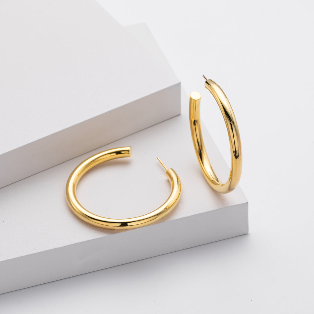 925 Sterling Silver High-Polish C-Shape Open Hoop Earrings 40400137