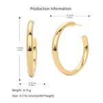 925 Sterling Silver High-Polish C-Shape Open Hoop Earrings 40400137