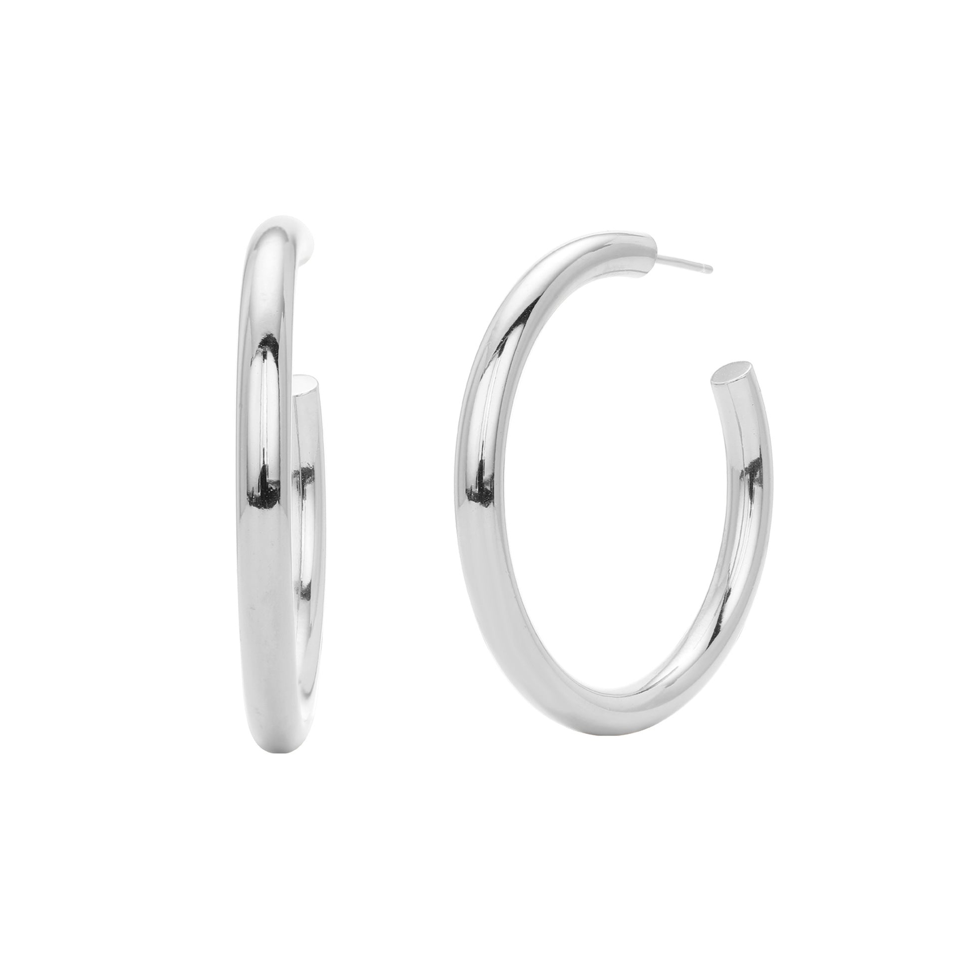 925 Sterling Silver High-Polish C-Shape Open Hoop Earrings 40400137