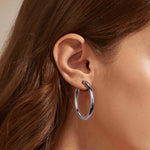 925 Sterling Silver High-Polish C-Shape Open Hoop Earrings 40400137