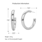 925 Sterling Silver High-Polish C-Shape Open Hoop Earrings 40400137