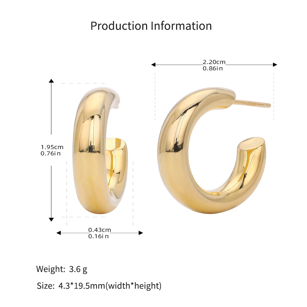 925 Sterling Silver High-Polish C-Shape Open Hoop Earrings 40400137