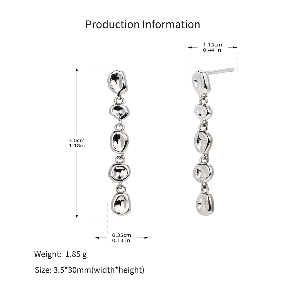925 Sterling Silver Organic Irregular Link Linear Drop Earrings 40400139