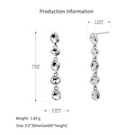 925 Sterling Silver Organic Irregular Link Linear Drop Earrings 40400139