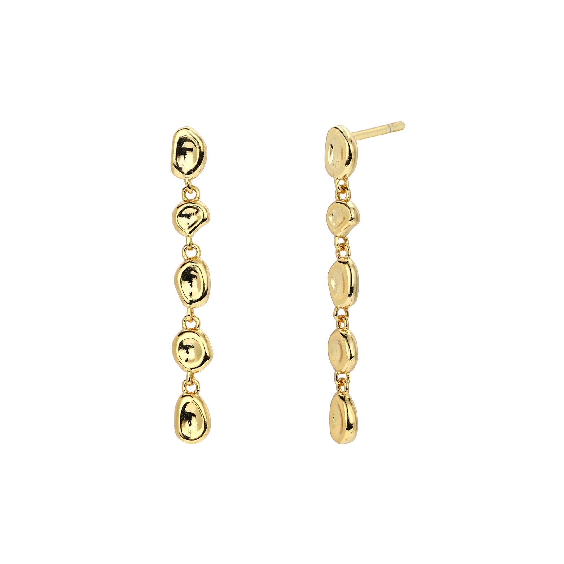 925 Sterling Silver Organic Irregular Link Linear Drop Earrings 40400139