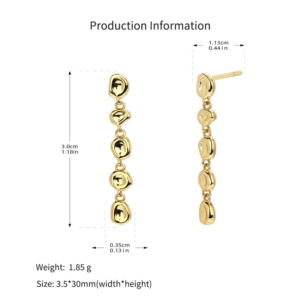 925 Sterling Silver Organic Irregular Link Linear Drop Earrings 40400139