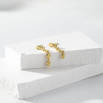 925 Sterling Silver Organic Irregular Link Linear Drop Earrings 40400139