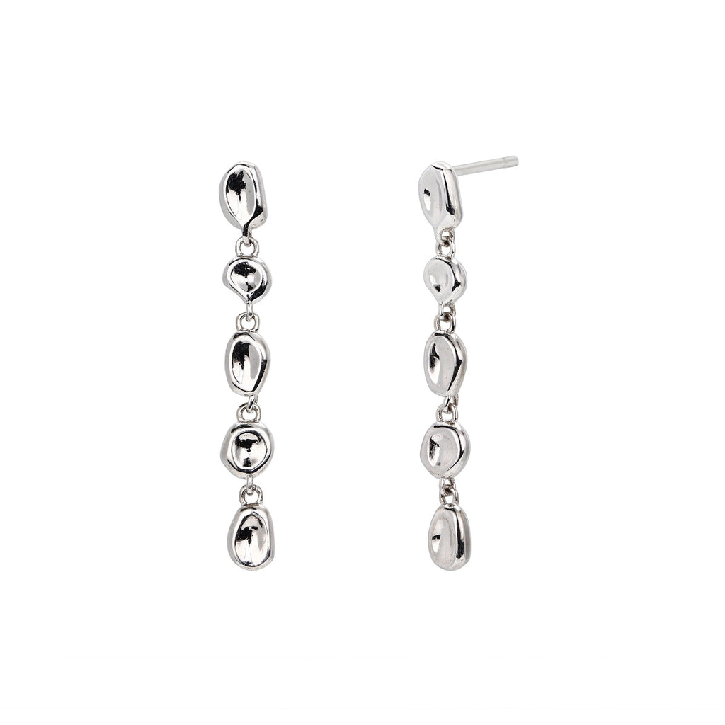 925 Sterling Silver Organic Irregular Link Linear Drop Earrings 40400139