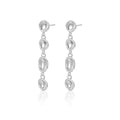 925 Sterling Silver Organic Bean Link Linear Drop Earrings 40400142