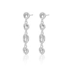 925 Sterling Silver Organic Bean Link Linear Drop Earrings 40400142