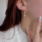 925 Sterling Silver Organic Bean Link Linear Drop Earrings 40400142