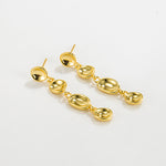 925 Sterling Silver Organic Bean Link Linear Drop Earrings 40400142