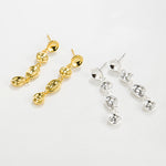 925 Sterling Silver Organic Bean Link Linear Drop Earrings 40400142