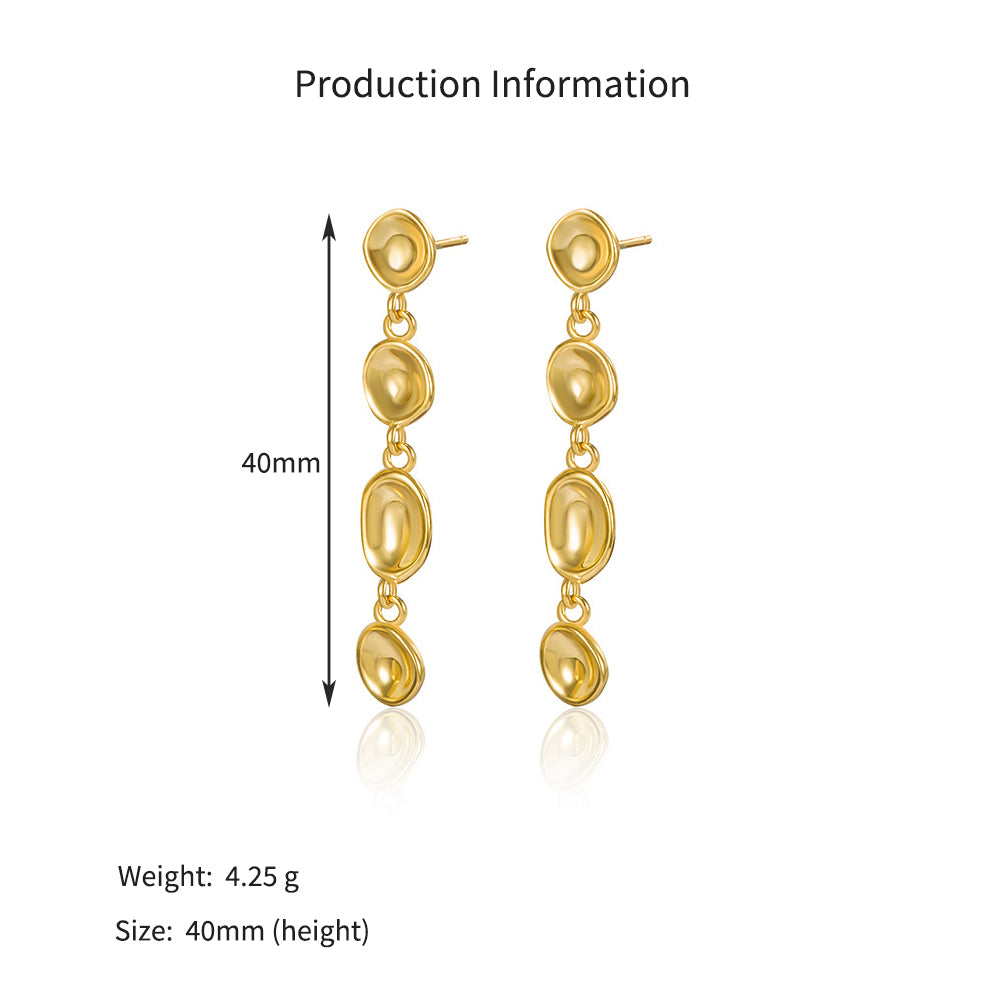 925 Sterling Silver Organic Bean Link Linear Drop Earrings 40400142