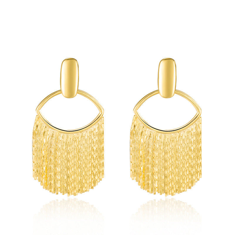 925 Sterling Silver Minimalist Chain Fringe Earrings 40400143