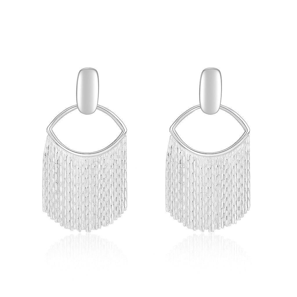 925 Sterling Silver Minimalist Chain Fringe Earrings 40400143