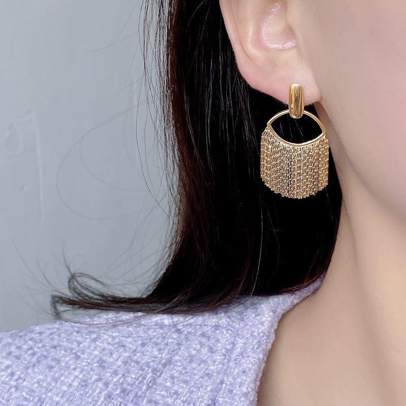 925 Sterling Silver Minimalist Chain Fringe Earrings 40400143