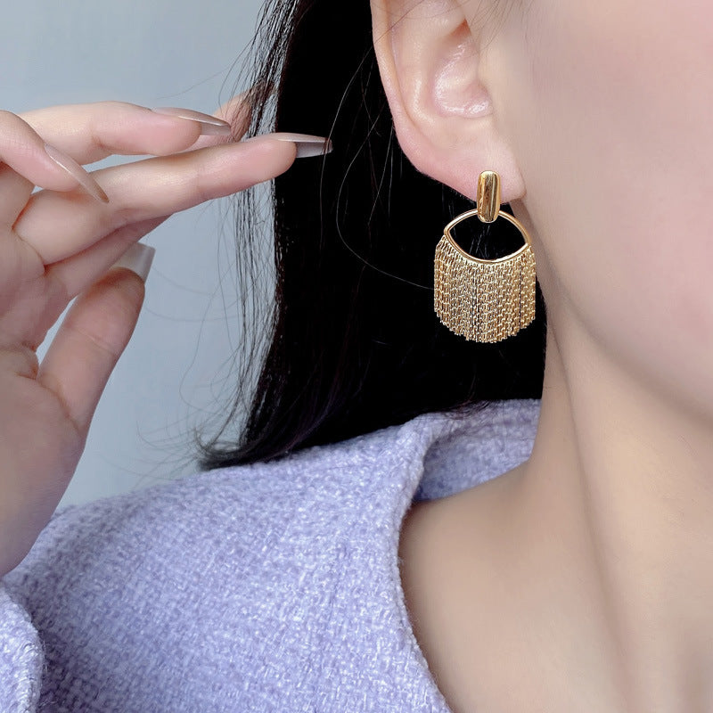 925 Sterling Silver Minimalist Chain Fringe Earrings 40400143