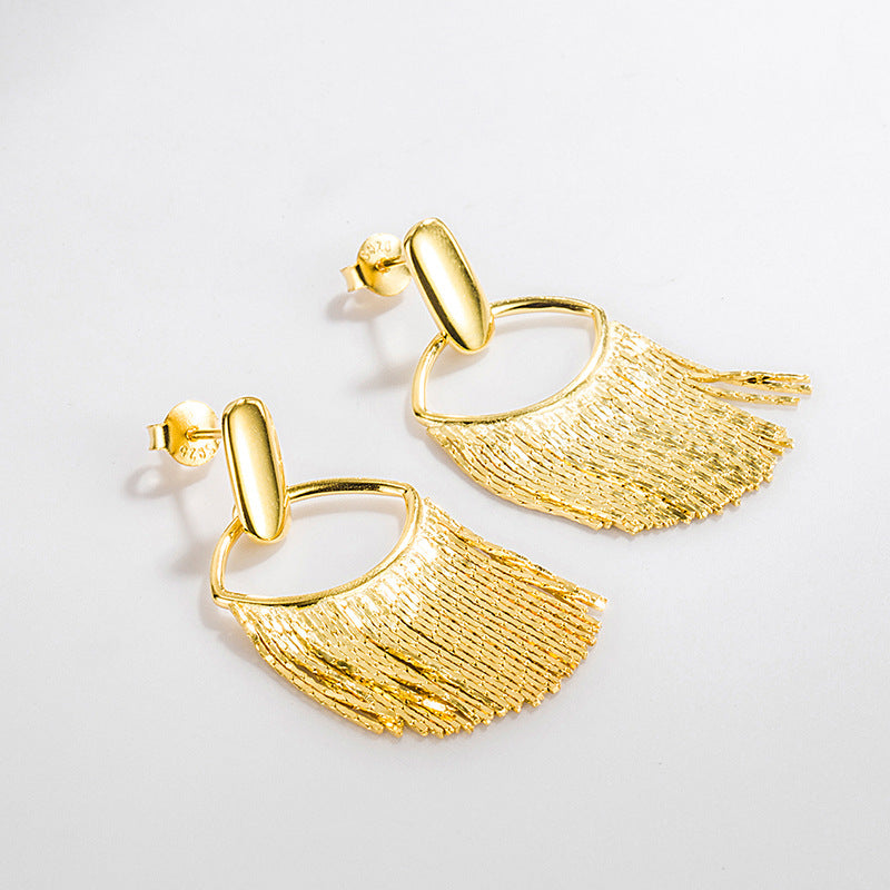 925 Sterling Silver Minimalist Chain Fringe Earrings 40400143