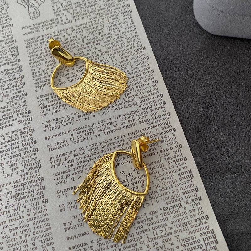 925 Sterling Silver Minimalist Chain Fringe Earrings 40400143