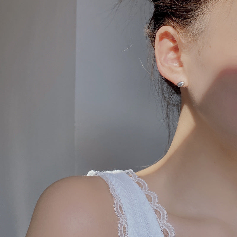 925 Sterling Silver Polished Egg-Shaped Pebble Stud Earrings 40400145