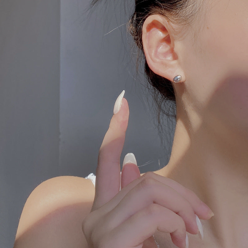 925 Sterling Silver Polished Egg-Shaped Pebble Stud Earrings 40400145