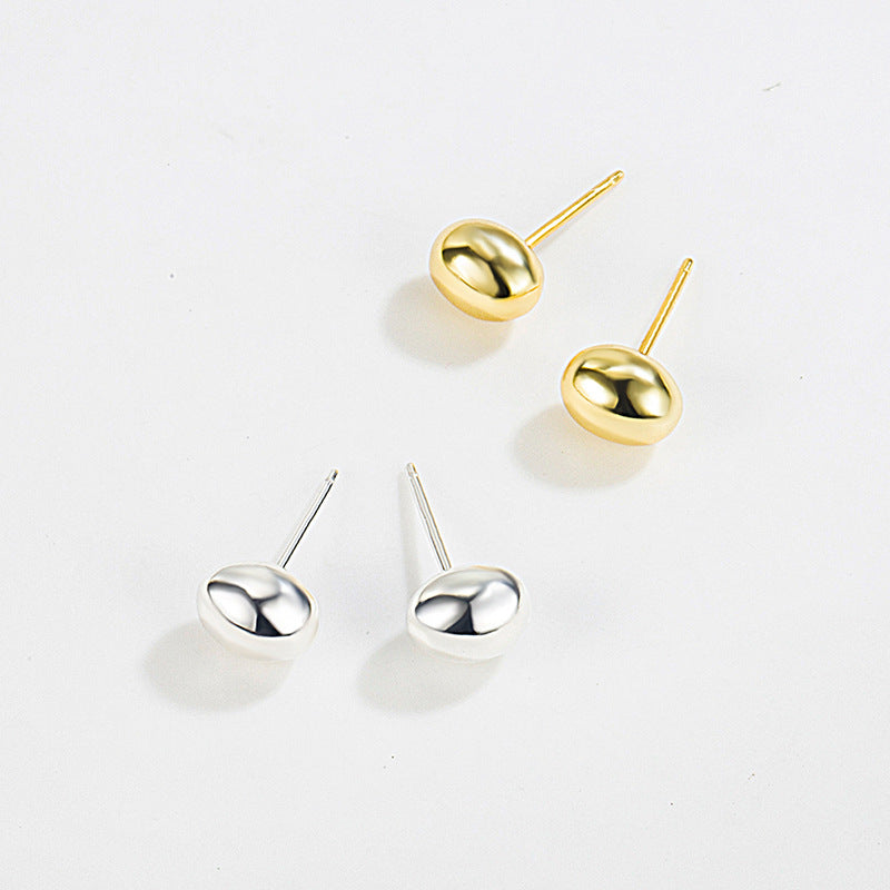 925 Sterling Silver Polished Egg-Shaped Pebble Stud Earrings 40400145