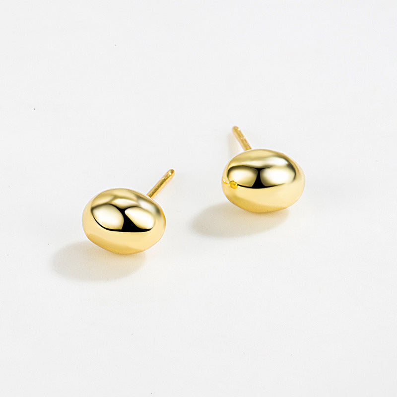 925 Sterling Silver Polished Egg-Shaped Pebble Stud Earrings 40400145