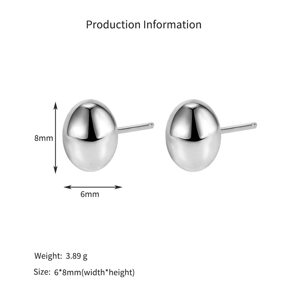 925 Sterling Silver Polished Egg-Shaped Pebble Stud Earrings 40400145
