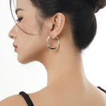 925 Sterling Silver Mobius Twisted Open Hoop Earrings 40400146