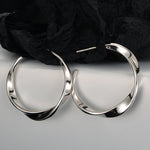 925 Sterling Silver Mobius Twisted Open Hoop Earrings 40400146
